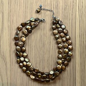 Silpada 925 Bronze Coin Pearl Necklace.